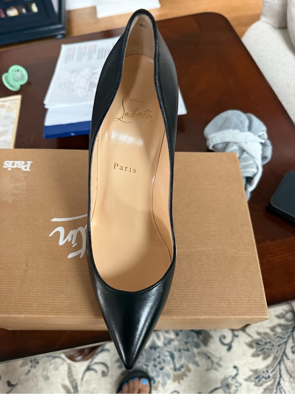 Christian Louboutin Black Patent Pump with Signature Red Sole - Picture 6 of 7